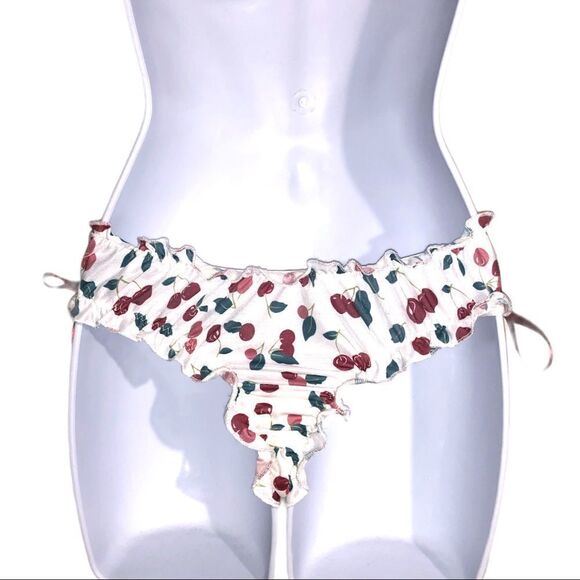 Cute white panties with cherry design and side tie - Picture 3 of 7